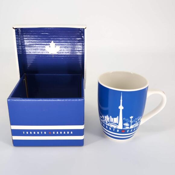 PCF Souvenirs 11 oz Blue & White Toronto CN Tower China Mug Cup - New w Gift Box - Picture 1 of 15
